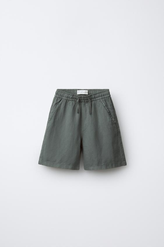 SHORT FLUIDE AVEC LIN - Bleu marine de Zara - Image 0