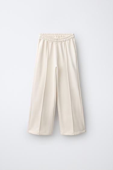 PANTALÓN WIDE LEG NERVIO - Crudo de Zara - Imagen 0