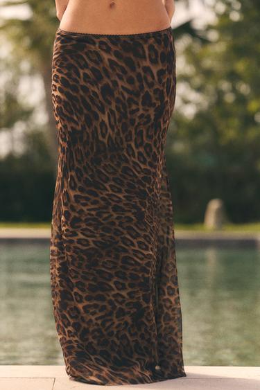 JUPE EN TULLE À IMPRIMÉ ANIMALIER - Léopard / Marron clair de Zara - Image 1