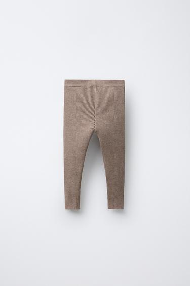 RIB KNIT LEGGINGS - Sand / Marl by Zara - Image 1