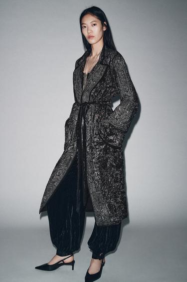 ZW COLLECTION LIMITED EDITION BRODERET VELOURKIMONO - mellemgrå fra Zara