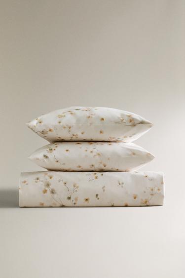 FLORAL PRINT DUVET COVER - Oyster-white by Zara