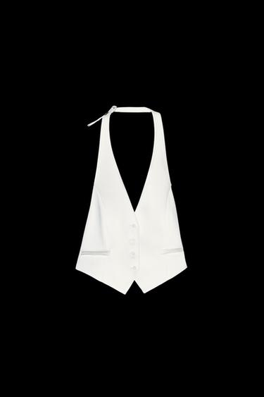 TOP CHALECO SATINADO ESPALDA DESCUBIERTA - Blanco roto de Zara - Imagen 0