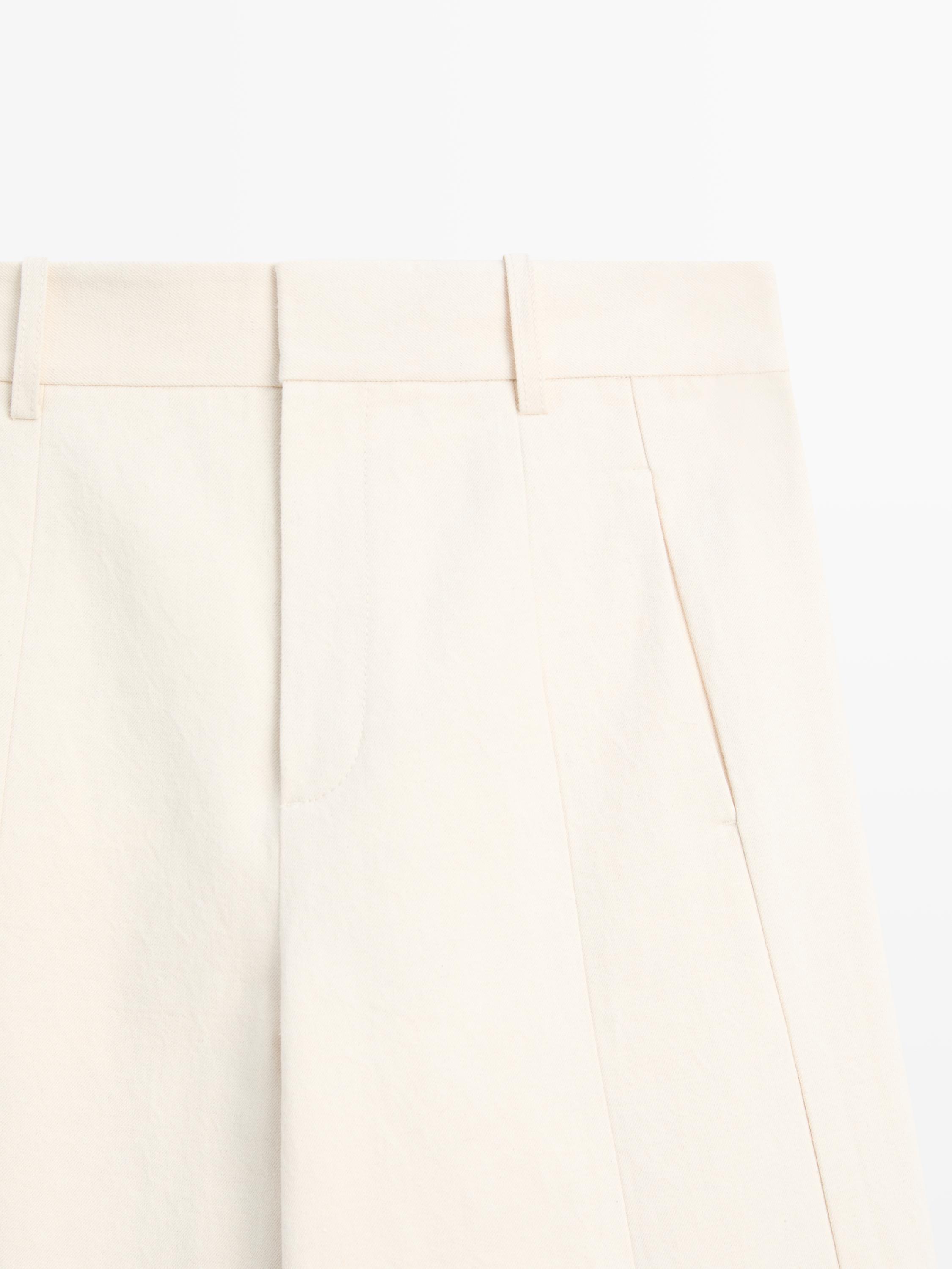 Pantalon barrel fit lin coton