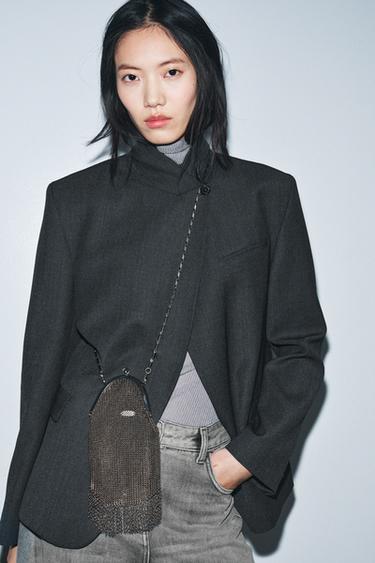 Zara METAL MESH MINI BAG - Silver