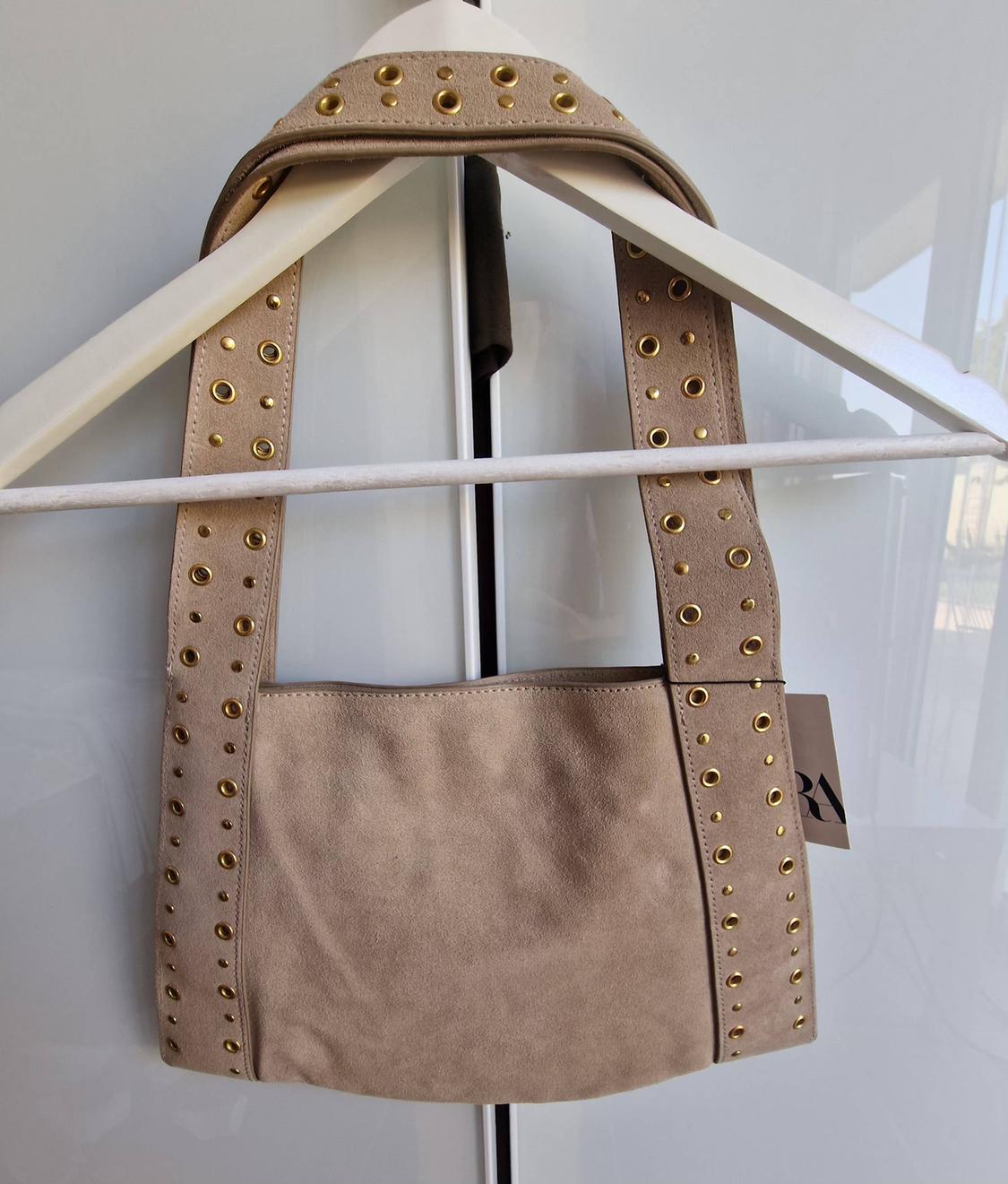 SPLIT SUEDE STUDDED SHOULDER BAG - Image 3