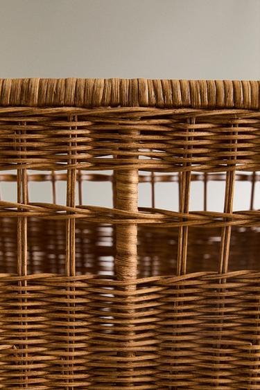 RATTAN TROLLEY BASKET WITH WHEELS - Light beige by Zara - Image 4