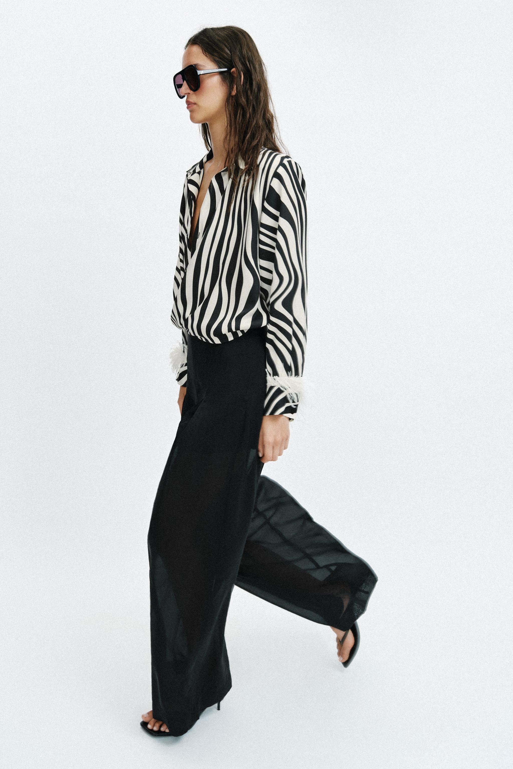 SEMI-SHEER WIDE LEG PANTS