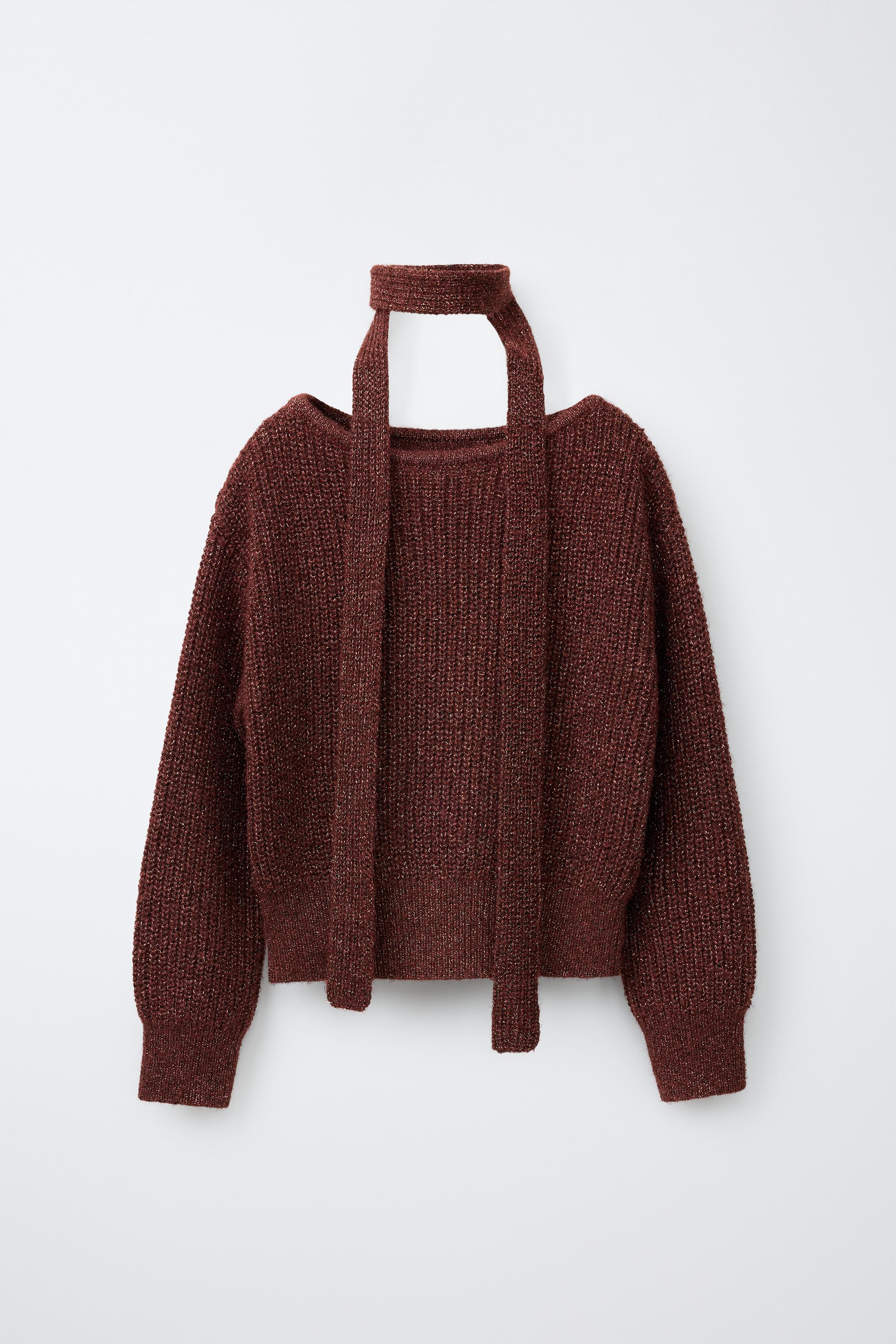 METALLIC KNIT JUMPER WITH SCARF
