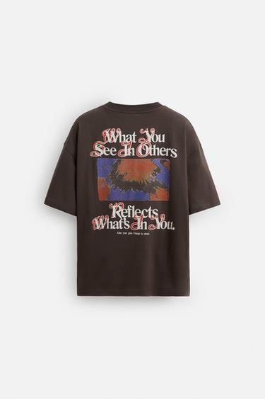 CONTRAST PRINT T-SHIRT - Brown by Zara - Image 7