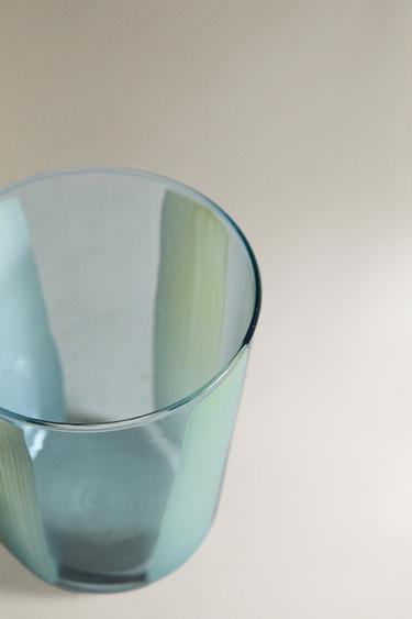 STRIPED GLASS TUMBLER - Blue by Zara - Image 2