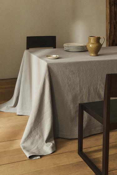 Zara HEAVY COLORED LINEN TABLECLOTH - Grayish
