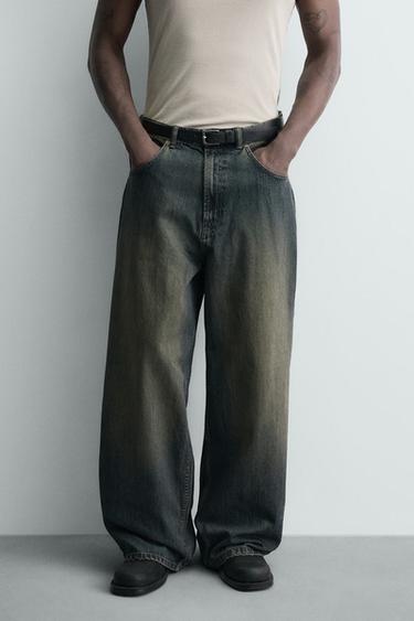 Zara 合身吊襠牛仔褲 - 藍色 / 綠色