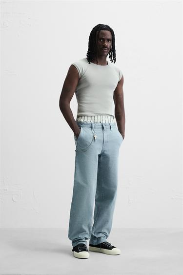 WASHED CARPENTER TROUSERS - Blue by Zara - Image 0