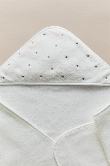 STARS HOODED BABY TOWEL - Oyster-white by Zara