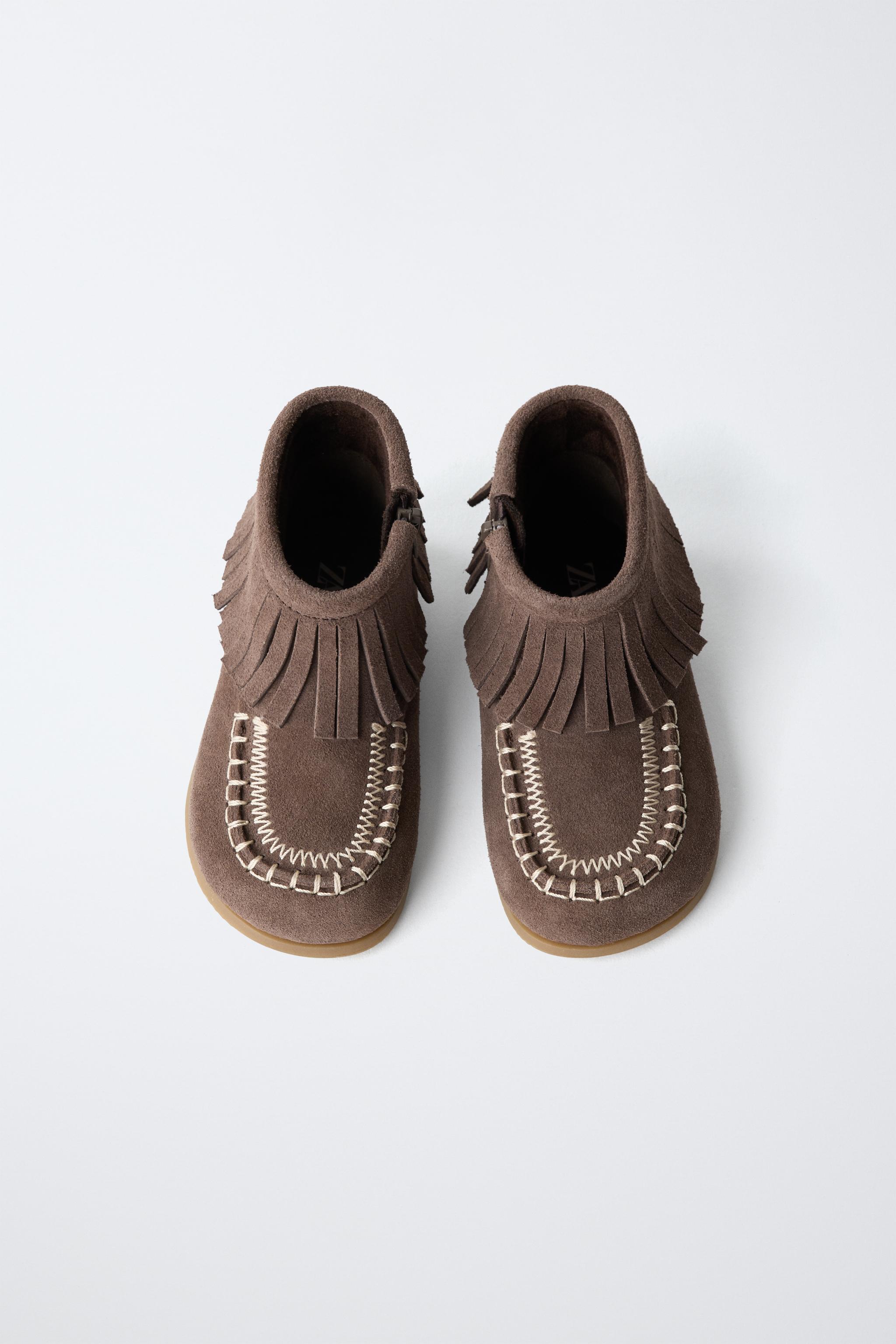 Детские ботинки Zara LEATHER FRINGE BAREFOOT BOOTS — фото 9