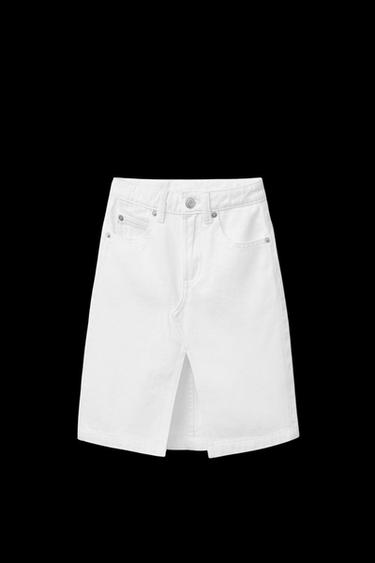DENIM MIDI SKIRT - White by Zara - Image 0