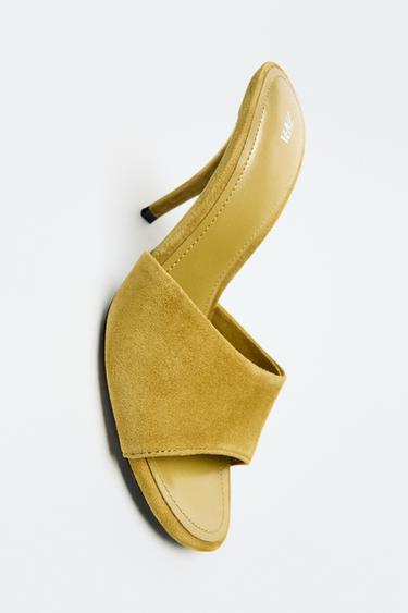 SUEDE HEELED SANDALS - Green by Zara
