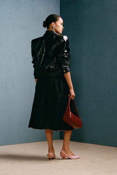 LEATHER JACKET WITH SHOULDER PADS WILLY CHAVARRIA X ZARA - Petrol blue by Zara - Image 2