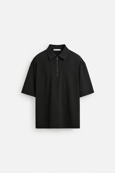 TECHNICAL ZIP-UP POLO SHIRT - Black by Zara