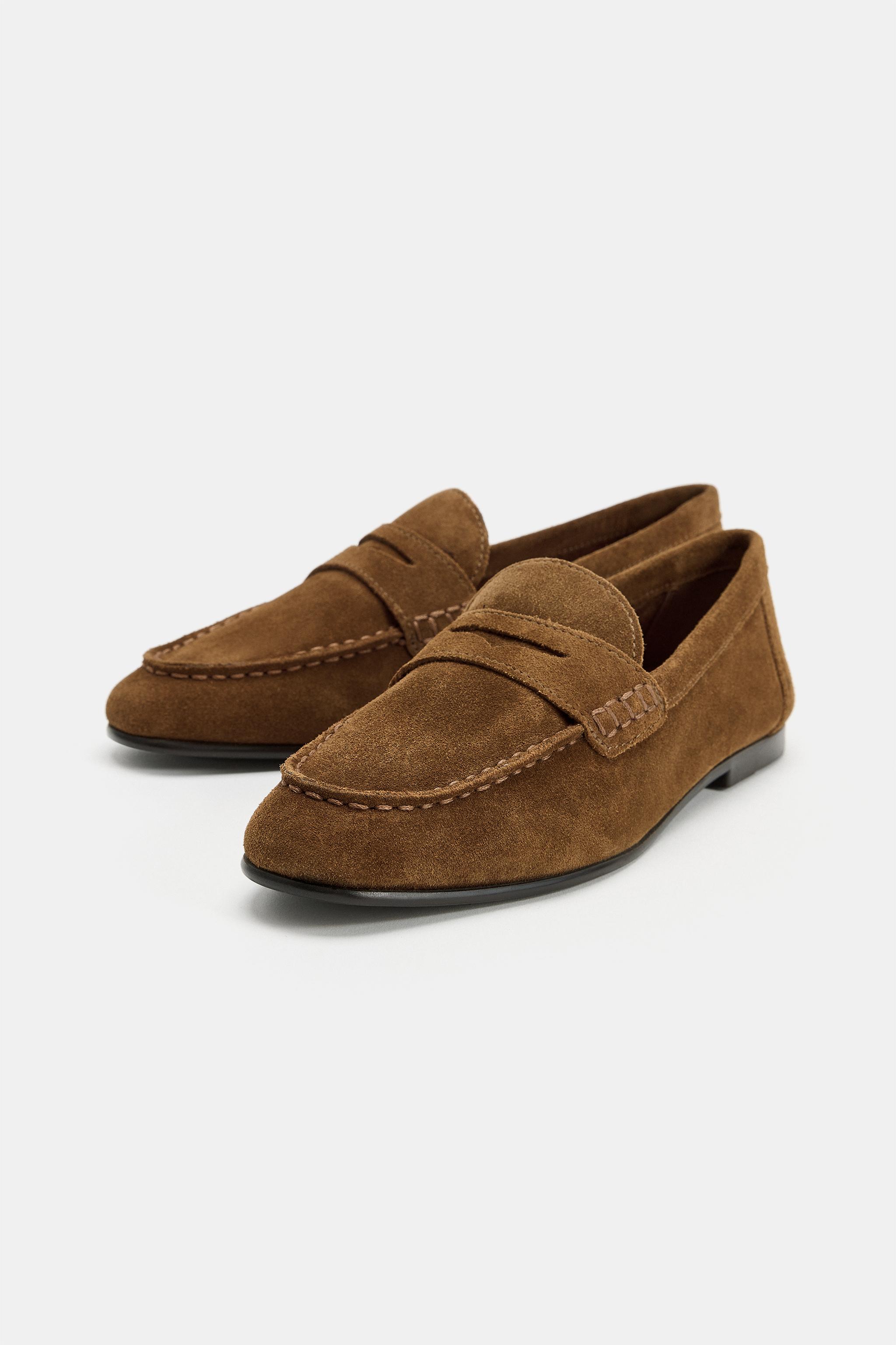 Женские туфли Zara FLAT SUEDE LOAFERS — фото 3