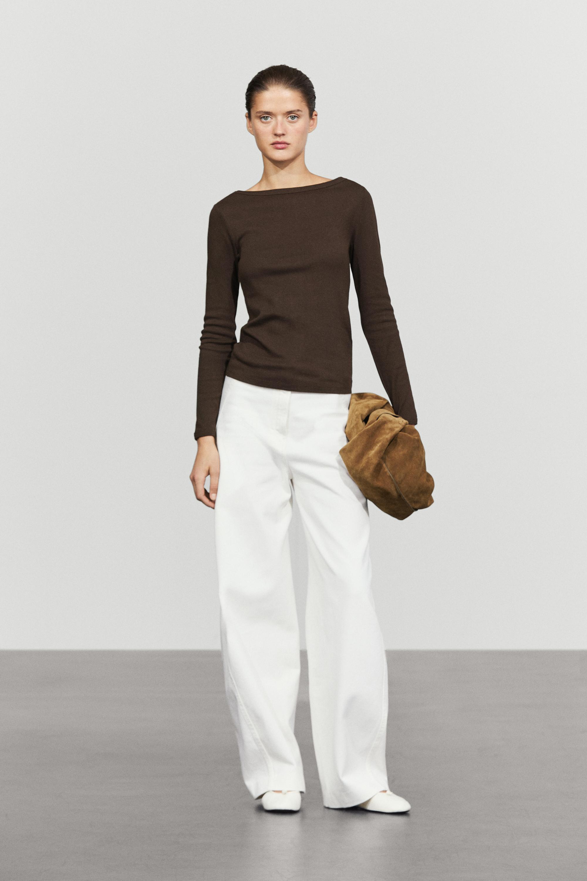 Long Sleeve Boat Neck T-shirt