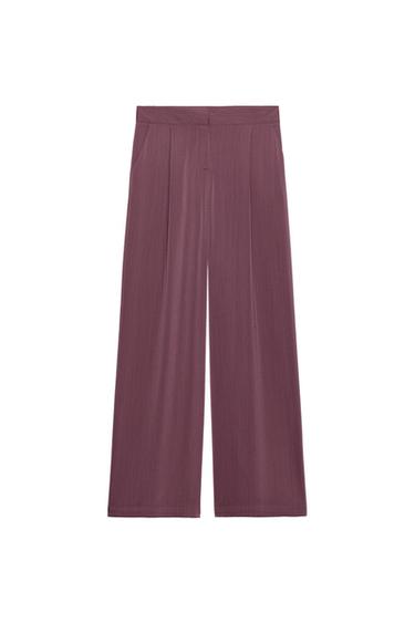 FLOWING WIDE-LEG TROUSERS - MARSALA by Zara