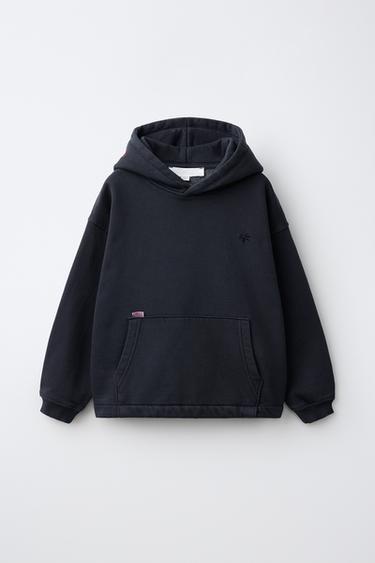 EMBROIDERED HOODIE SWEATSHIRT — Blue 2