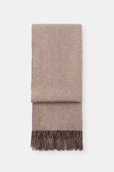 FOULARD SOFT DOUBLE FACE FRANGES - Marron clair de Zara