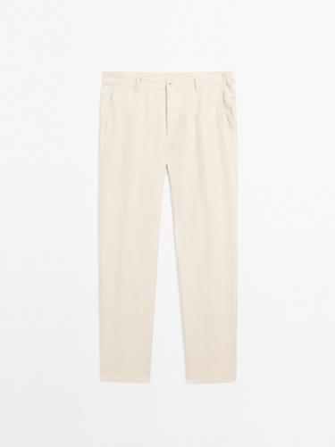 Zara 100% linen tapered fit trousers - Beige