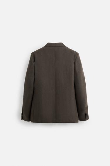 100% LINEN SUIT BLAZER - Brown by Zara - Image 7