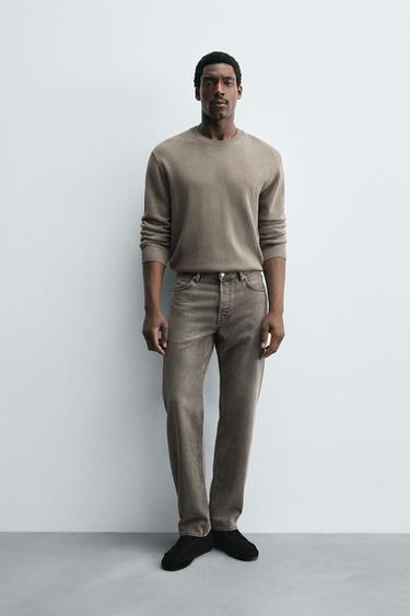 STRAIGHT FIT JEANS - camel by Zara