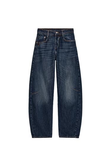 Zara Z1975 MID-RISE BALLOON FIT JEANS - Blue