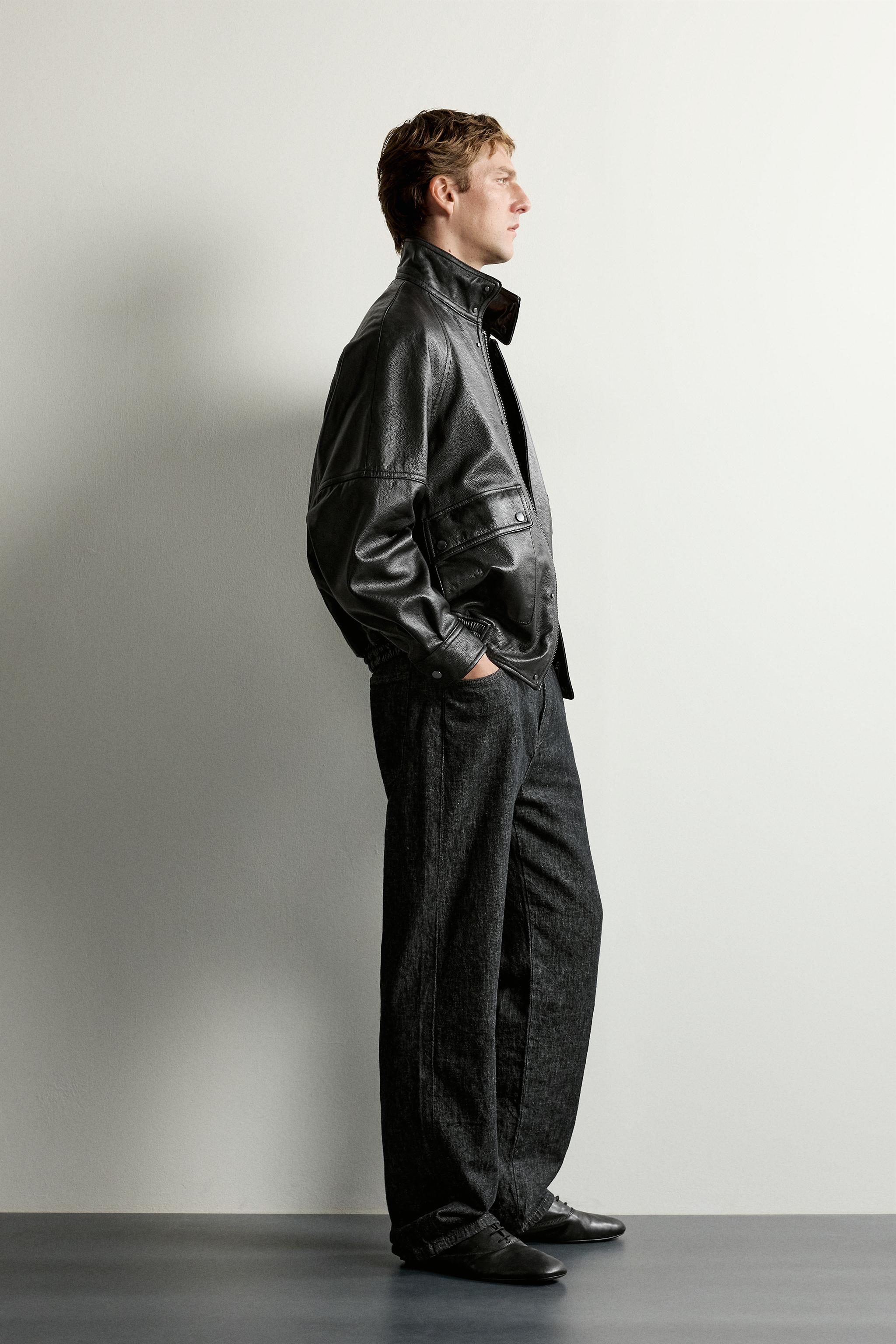 RELAXED FIT LEATHER JACKET - thumbnail 4