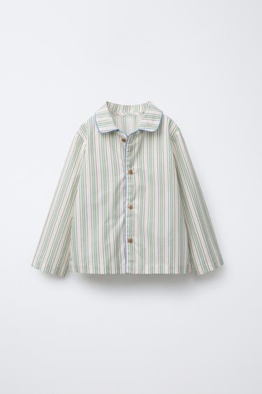 3-6 ANS/ PYJAMA CHEMISE ET PANTALON RAYURES - Vert de Zara - Image 1