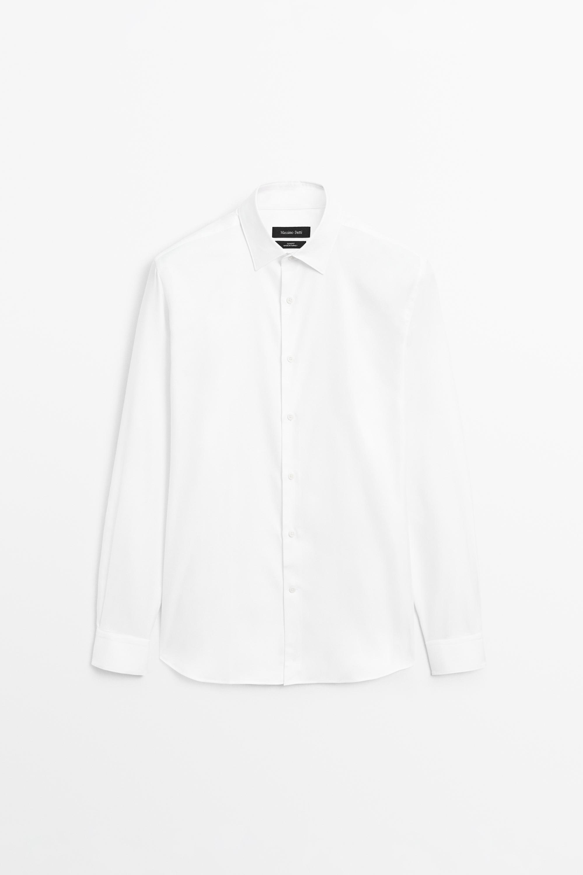 Slim fit 100% cotton Oxford shirt — White