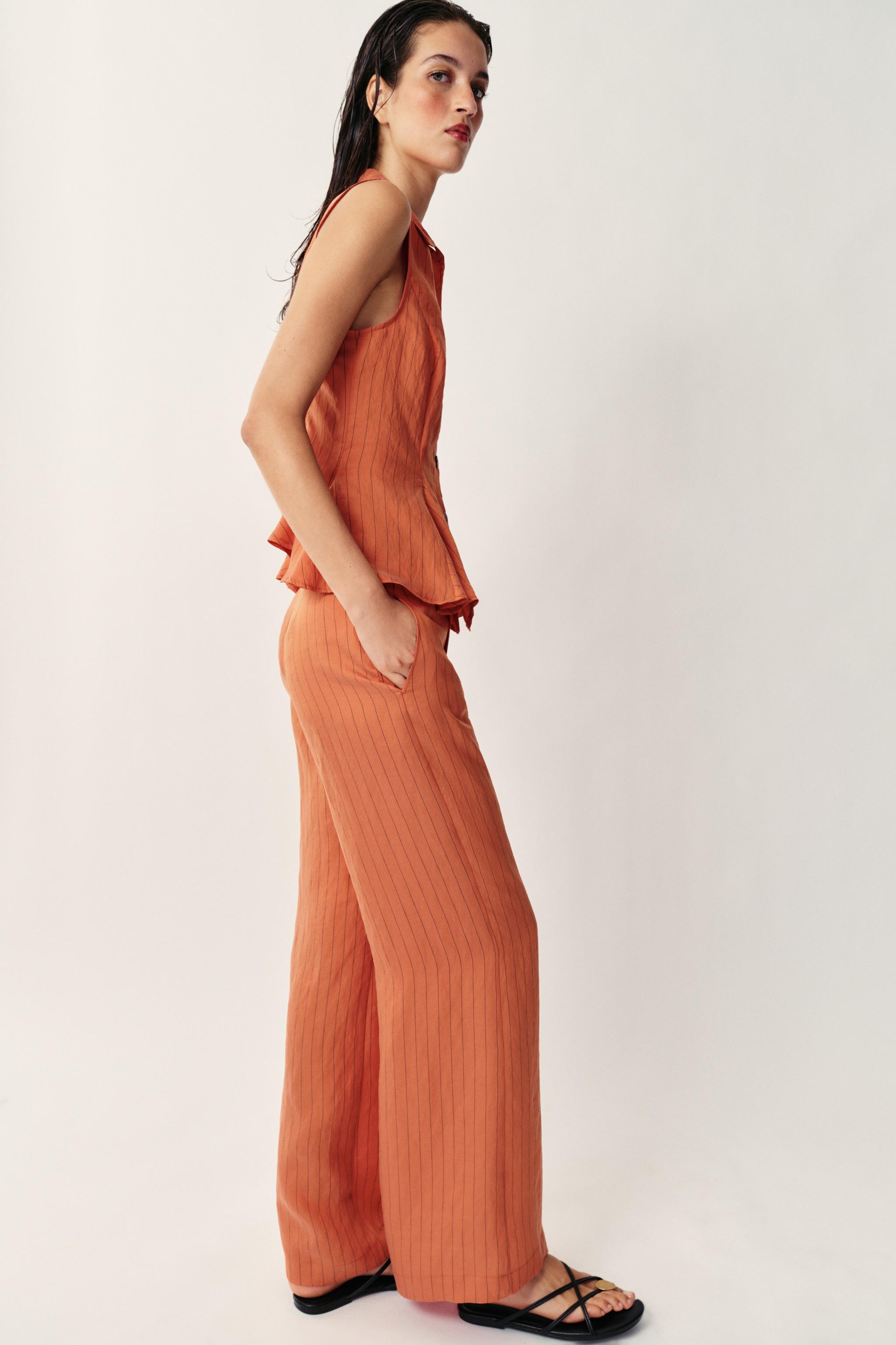 Zara ÇİZGİLİ STRAIGHT FIT PANTOLON görsel 3