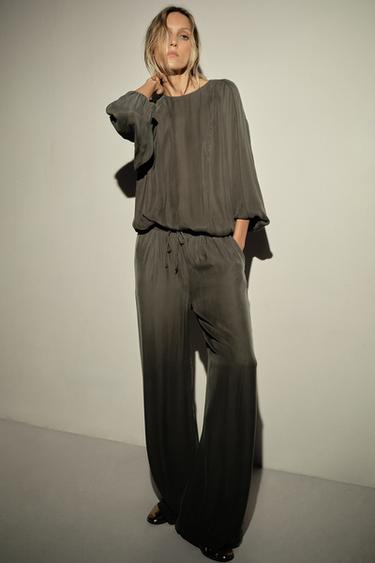 Zara ZW COLLECTION FLOWY TOP - Gray