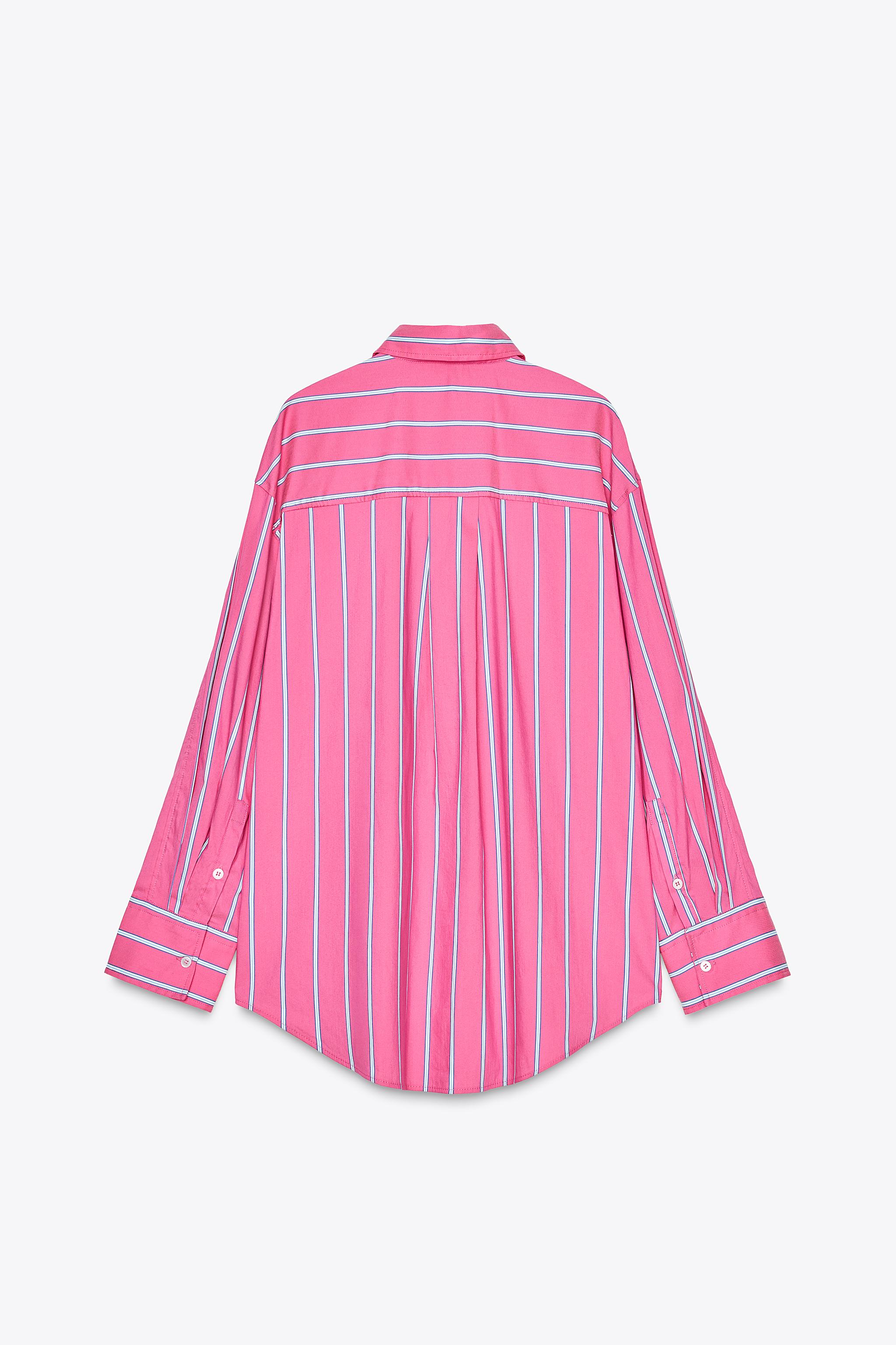 OVERSIZED STRIPED SHIRT - Fuchsia | ZARA United States OVERSIZED STRIPED SHIRT - Fuchsia | ZARA United States