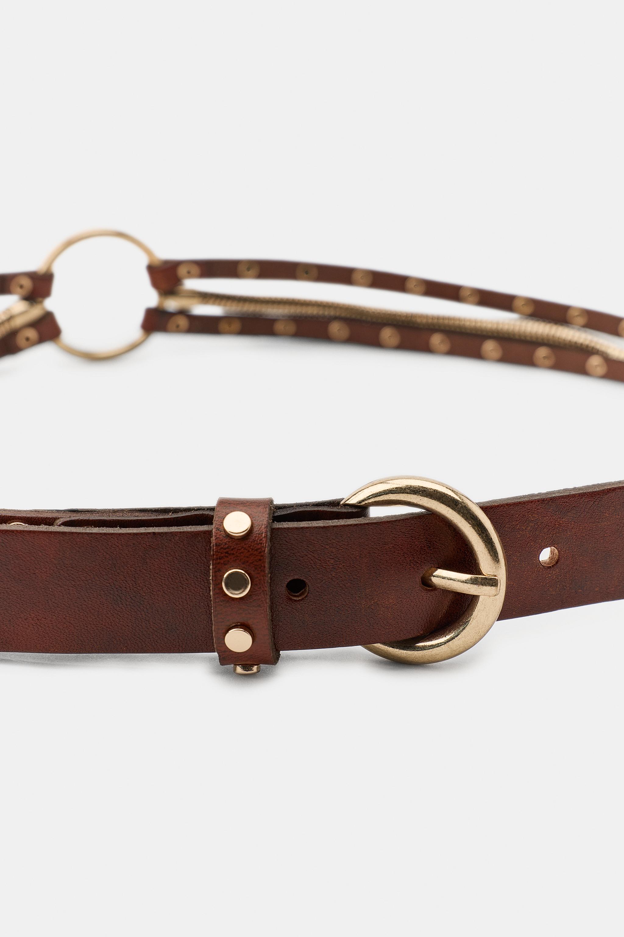 100% LEATHER COMBINATION STUDDED BELT