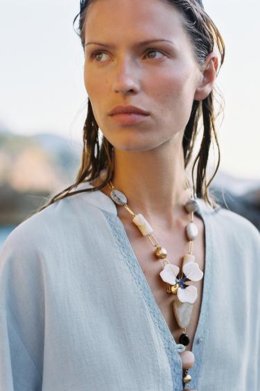 CHEMISE COURTE EN DENTELLE - Bleu ciel de Zara - Image 1