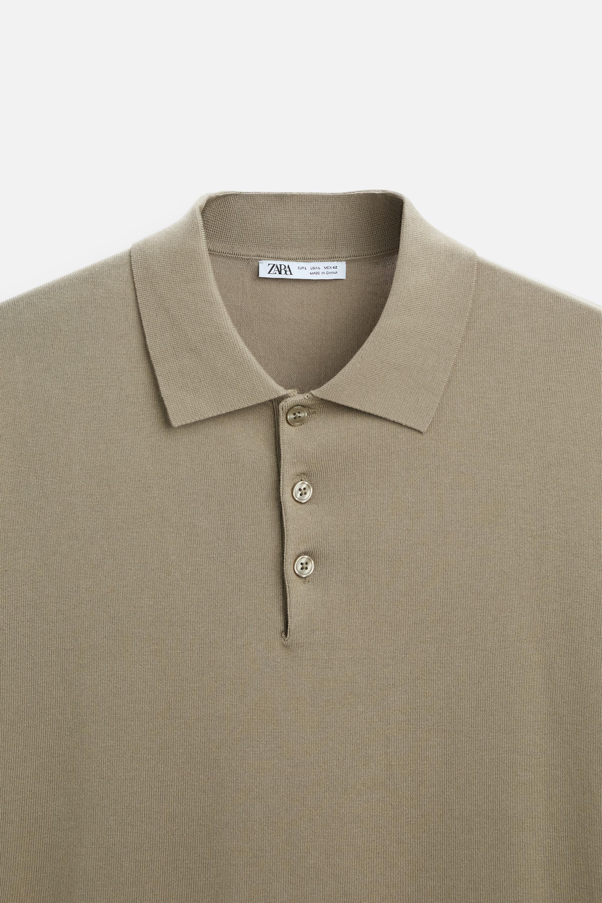 ★ZARA★ COTTON - LYOCELL KNIT POLO SHIRT KNIT COTTON - LYOCELL POLO SHIRT - Chocolate brown | ZARA