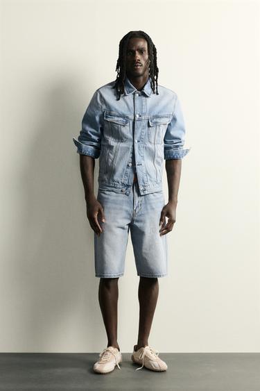 LOOSE FIT DENIM BERMUDA SHORTS - Mid-blue by Zara