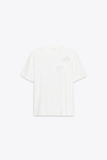 3D FLORAL T-SHIRT - White by Zara - Image 3