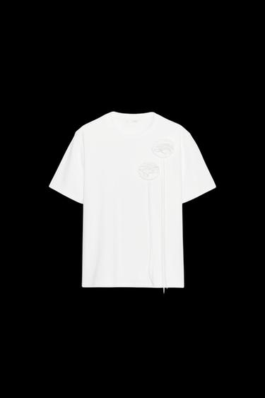 T-SHIRT MIT VOLUMINÖSEN BLUMEN - Weiß von Zara - Bild 0