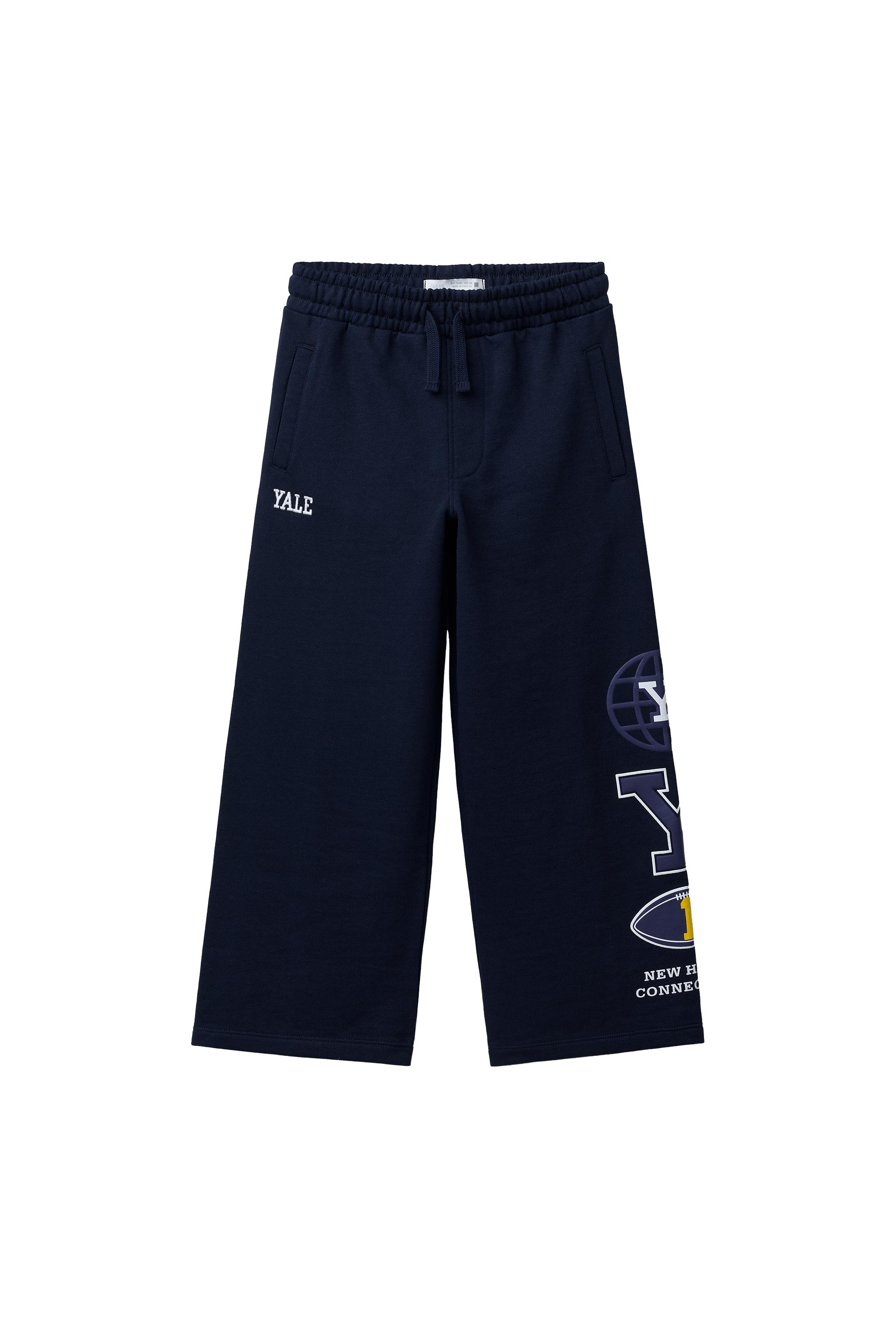 YALE UNIVERSITY™ WIDE LEG FLEECE PANTS - Navy blue | ZARA United