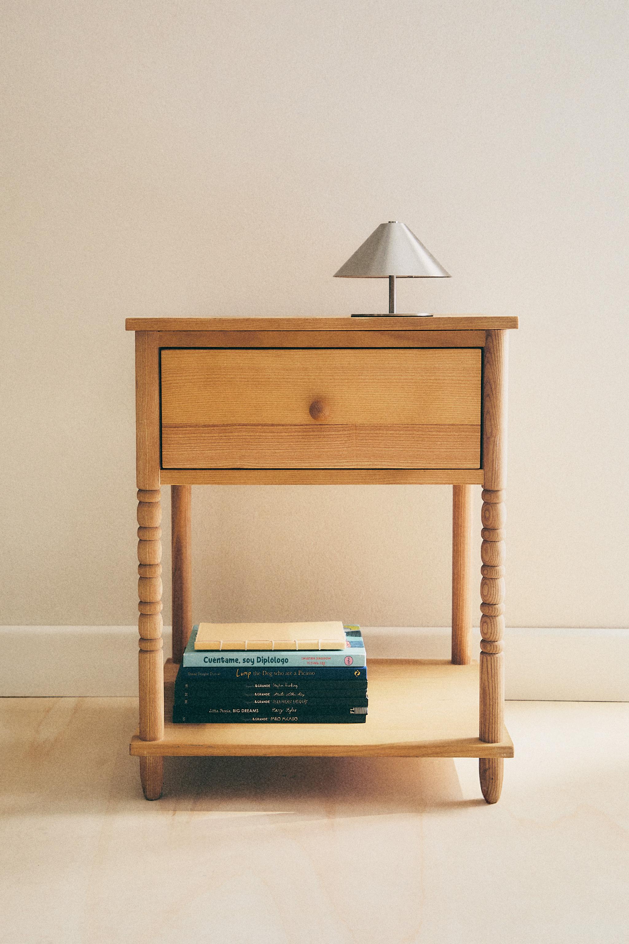 WOODEN NIGHTSTAND — Light beige