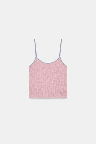 LACE STRAPPY TOP - Pastel pink by Zara - Image 5