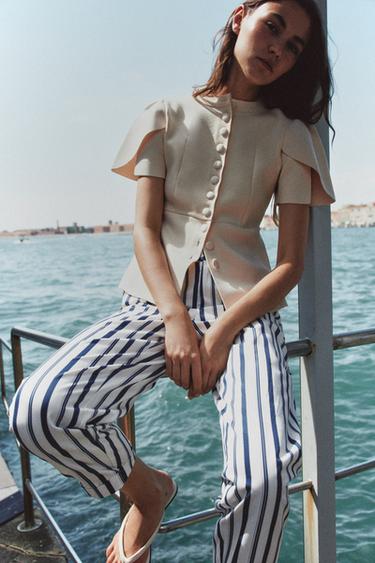 CARDIGAN WITH PUFF SLEEVES AND VENTS - Ecru by Zara - Image 0