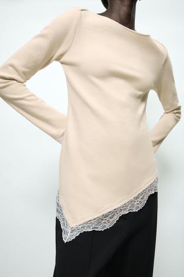SOFT-TOUCH LACE TOP - Ecru by Zara